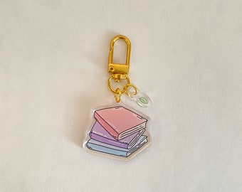 read books acrylic keychain - cute keychain collection, gifts for her, cute accessories, backpack purse accessory, acrylic, keychain,reading