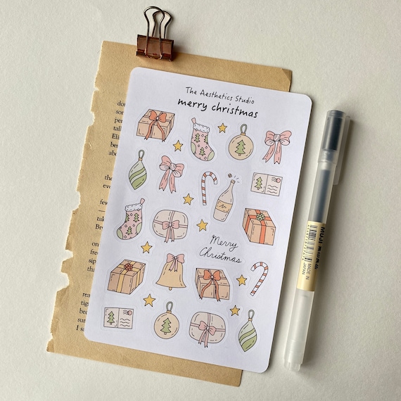 Sweater Weather GOLD FOIL journaling sticker sheet - autumn translucent  stickers -Sweater Weather Collection
