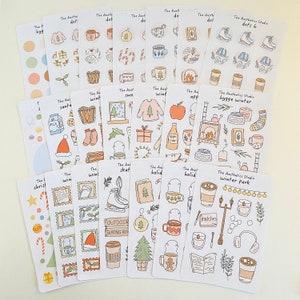 Colección de pegatinas de invierno 1/2: pegatinas para Bullet Journal, pegatinas para planificador, pegatinas para álbumes de recortes, hygge, pegatinas, pegatinas decorativas, bujo, hygge