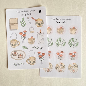 cozy tea Sticker Sheet - Bullet Journal Stickers, Planner Stickers, Scrapbook Stickers, Vintage Stickers, Decorative Stickers,Bujo