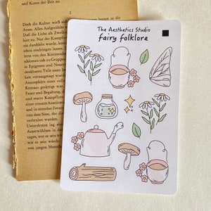 Feuille d'autocollants folklore féerique - Stickers Bullet Journal, Stickers agenda, Stickers scrapbooking, Stickers vintage, Stickers décoratifs, Bujo