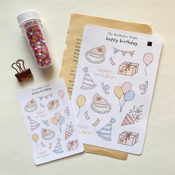 Party Sticker Sheets For Cards 8 Sheet Happy Birthday Stickers ...