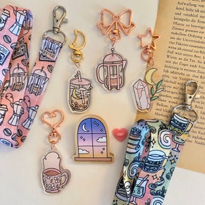 cute accessories - lanyard, keychains,wood pins,pin collector, collection,teacher accessories,cute lanyard,ID badge holder,kawaii aesthetic