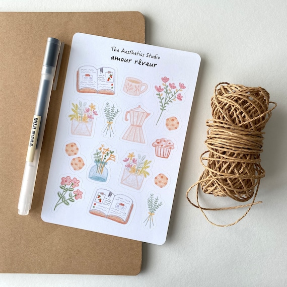 Mini Flowers Sticker Book - Aesthetic Stickers for Scrapbooking &  Bullet Journaling