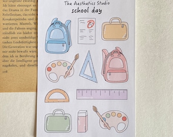 school day Sticker Sheet - Bullet Journal Stickers, Planner Stickers, Scrapbook Stickers, Vintage Stickers, Decorative Stickers, Bujo