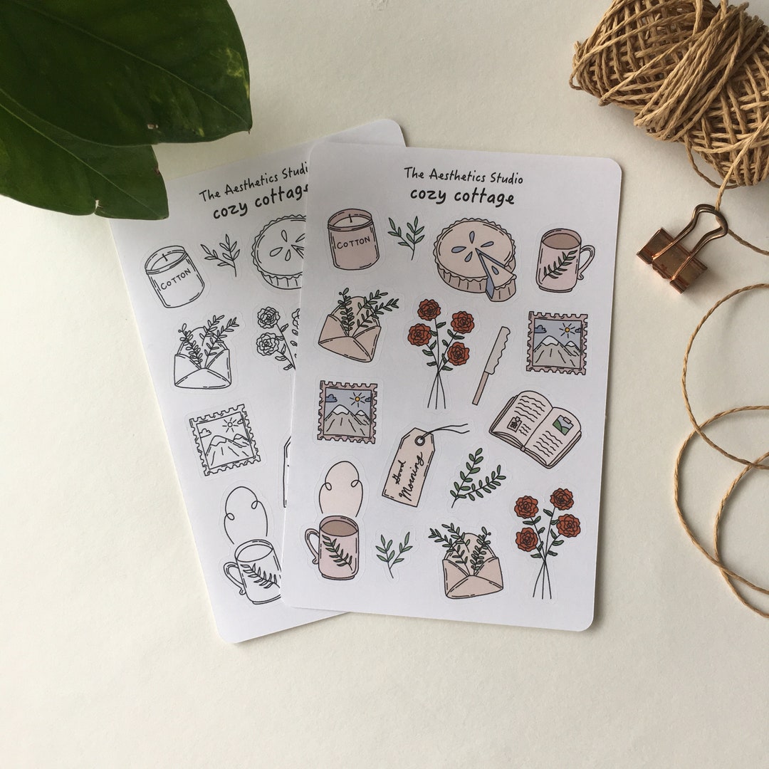 Cozy Cottage Sticker Sheet: Vintage Planner Stickers - Etsy