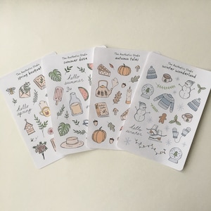 Hoja de pegatinas de estaciones: pegatinas para Bullet Journal, pegatinas para planificadores, pegatinas para álbumes de recortes, pegatinas vintage, pegatinas decorativas, pegatinas para Bujo