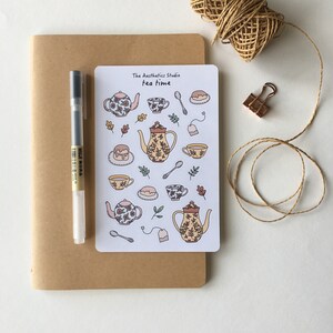 tea time Sticker Sheet - Bullet Journal Stickers, Planner Stickers, Scrapbook Stickers, Vintage Stickers, Decorative Stickers, stationery