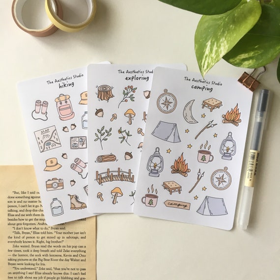 Adventure Sticker Sheet Bullet Journal Stickers, Planner Stickers,  Scrapbook Stickers, Vintage Stickers, Decorative Stickers, Bujo Camping 