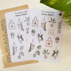 stickervel kamerplanten - Bullet Journal-stickers, plannerstickers, plakboekstickers, vintage stickers, decoratieve stickers, cottagecore