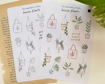 Ark med klistermärken för krukväxter: Cottagecore Planner Stickers
