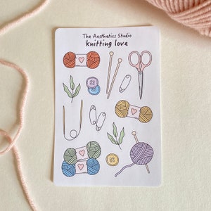 knitting love Sticker Sheet - Bullet Journal Stickers, Planner Stickers, Scrapbook Stickers, Vintage Stickers, Decorative Stickers, Bujo