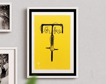 Bike, Handprinted LetterPress With The Frame