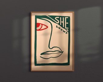 She Knows -  Limited Edition Monoprint Art Poster