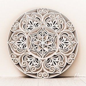 Digital file, Mandala DXF file,  DXF File for Laser cut, layered dxf file , Multilayer laser cut file, Paper cut file mandala M184
