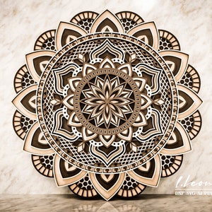 Large wooden scoulpture wall art, Mandala DXF file, Multilayer art, Dxf file for laser cut, Paper cut, 11 layer wall frame, Vector file M181