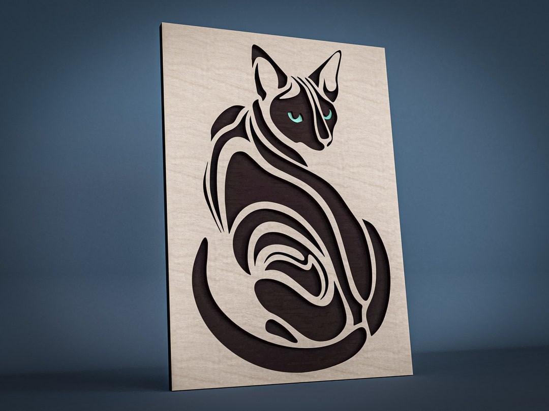 Multilayer Cat Vector File, Laser Cut File, Laser Cut Wall Art, Cricut SVG 3 Layer Cat , Laser