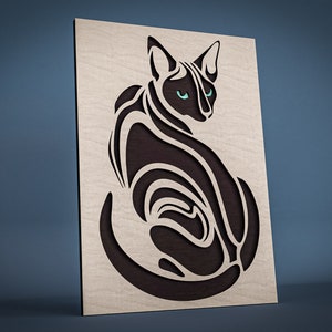 Mehrschichtige Katze Vektordatei, Laser cut Datei, Laser cut Wall Art, Cricut SVG 3 Layer Katze, Laser cut Home Dekoration DXF Datei