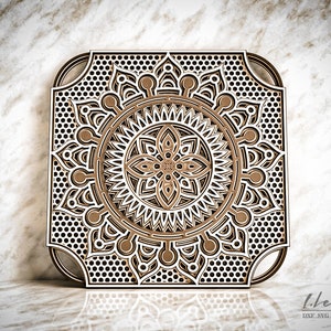 Digital file, Mandala DXF file,  DXF File for Laser cut, layered dxf file , Multilayer laser cut file, Paper cut file mandala M178