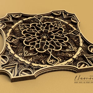 Grande arte della parete indiano Boho, 24.5''x 24.5'', Arte multistrato, file Dxf per taglio laser, Taglio di carta , 12 strati telaio da parete, file vettoriale