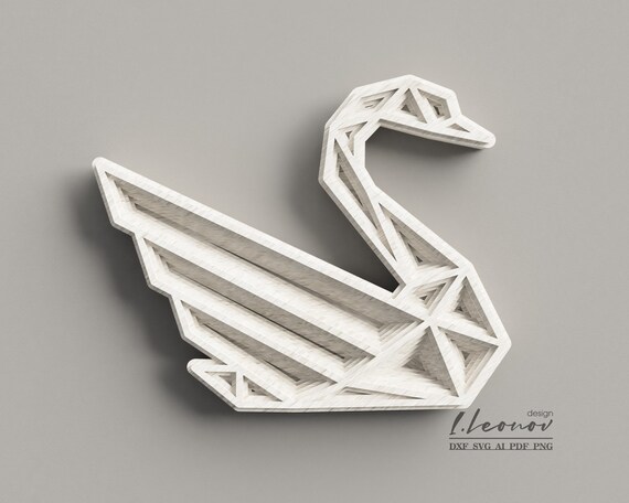 Mehrschichtige Geometrische Form Schwan Laser Geschnitten Etsy