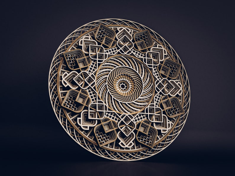 LED Mandala Laser Cut File, Multilayer Wooden Wall Art, Sacred Geometry Design, CNC Router Template, Backlit Decor image 14