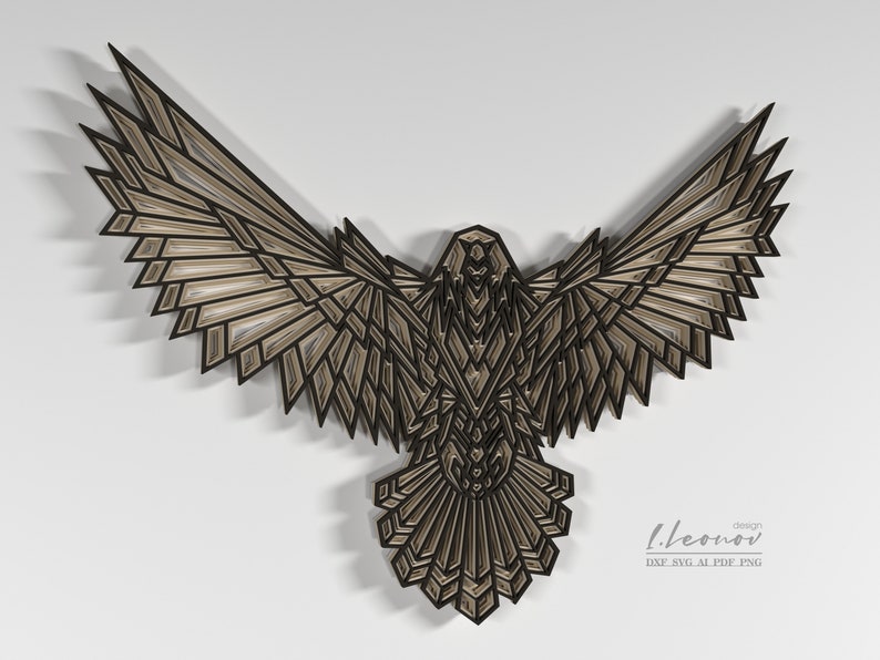 Laser Cut Wall Art, Eagle Vector File, Multilayer Dxf File for Laser ...