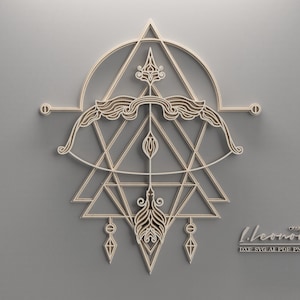 Segno sagittariu zodiaco, decorazione parete multistrato, Sagittarius DXF, Sagittarius SVG file per Cricut, Sagittario stratificato, file taglio laser