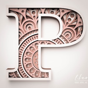 Corte láser DXF letra P DXF alfabeto letra P, letras de corte láser, alfabeto SVG para cricut, cricut, carta multicapa de arte de pared, corte de papel