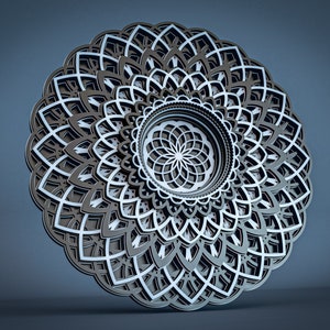 Cricut SVG, Multilayer laser cut mandala dxf file, Dxf file per taglio laser, Scancutcut SVG, decorazione murale a 8 strati, M313 Laser cut mandala,