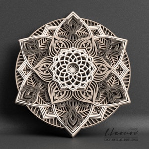 File digitale, file DXF Mandala, file DXF per taglio laser, file dxf a strati Motivo sega a livello, File di taglio carta mandala