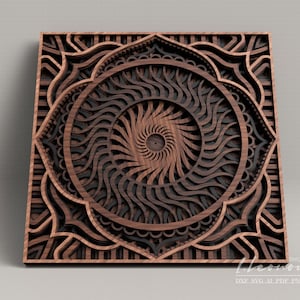 File dxf di mandala tagliato al laser multistrato, file Dxf per taglio laser, SVG tagliato in carta, decorazione della parete a 7 strati, file vettoriale, file SVG Mandala tagliato al laser