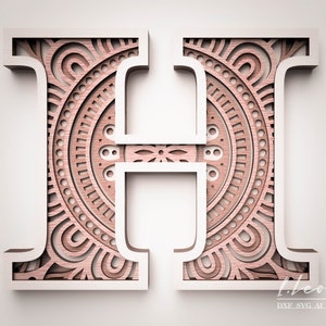 Laser Cut DXF Letter H DXF Alphabet Letter H, Laser Cut Letter, Alphabet SVG for Cricut, cricut, Wall art Multilayer Letter, Papercut