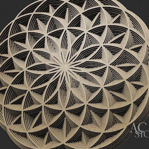 File digitale, file Mandala DXF, File DXF per taglio laser, file DXF a strati File PDF per carta tagliata Mandala file Svg, taglio laser dxf, D12