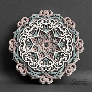 Digitale Datei, Mandala DXF-Datei, DXF-Datei für Laser geschnitten, geschichtete Dxf-Datei Scroll Säge Muster, Papier geschnitten Datei Mandala, Cricut SVG
