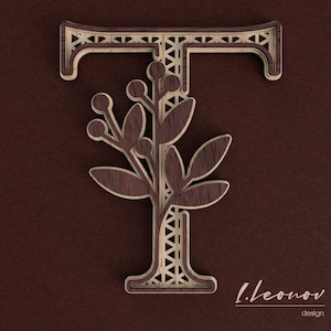 Laser cut DXF Letter T, DXF Alphabet Letter T, Laser Cut Letter, Alphabet SVG for Cricut, cricut, Wall art Multilayer Letter, Papercut