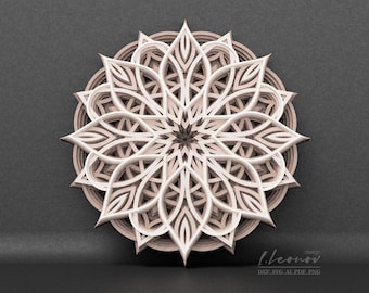 Multilayer mandala laser cut file,  DXF File for Laser cut, layered dxf file Scroll saw pattern, Diameter 10''/253mm Laser cut bohemian art