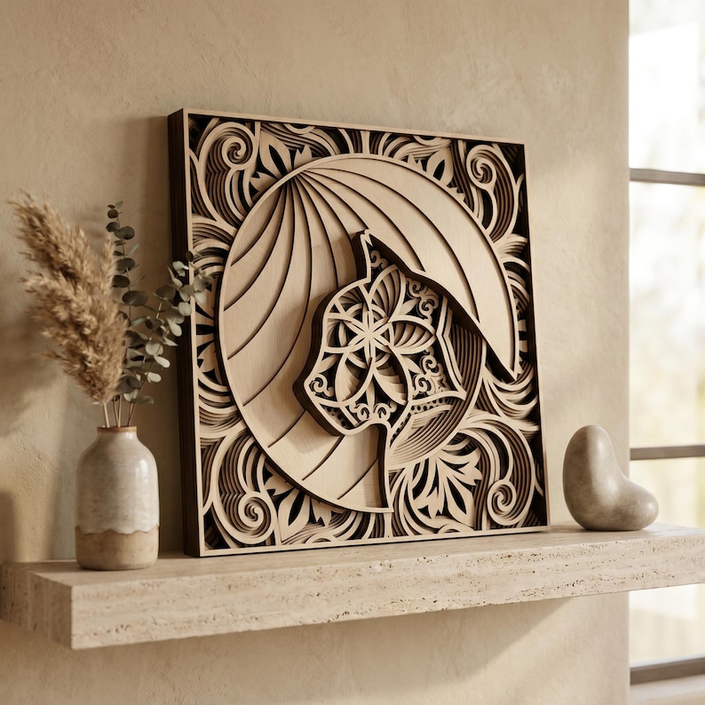 Nautilus Shell Wall Art File, 11 Layer Laser Cut Design, Multilayer Nautilus Svg Dxf, Ocean Inspired Panel, Cnc Router Template image 8