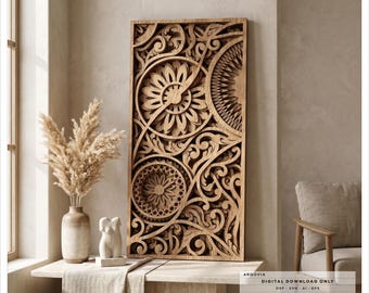 Ornament Panel DXF | 9 Layer Laser Cut SVG | Architectural Wall Panel | CNC Router Design | Decorative Screen