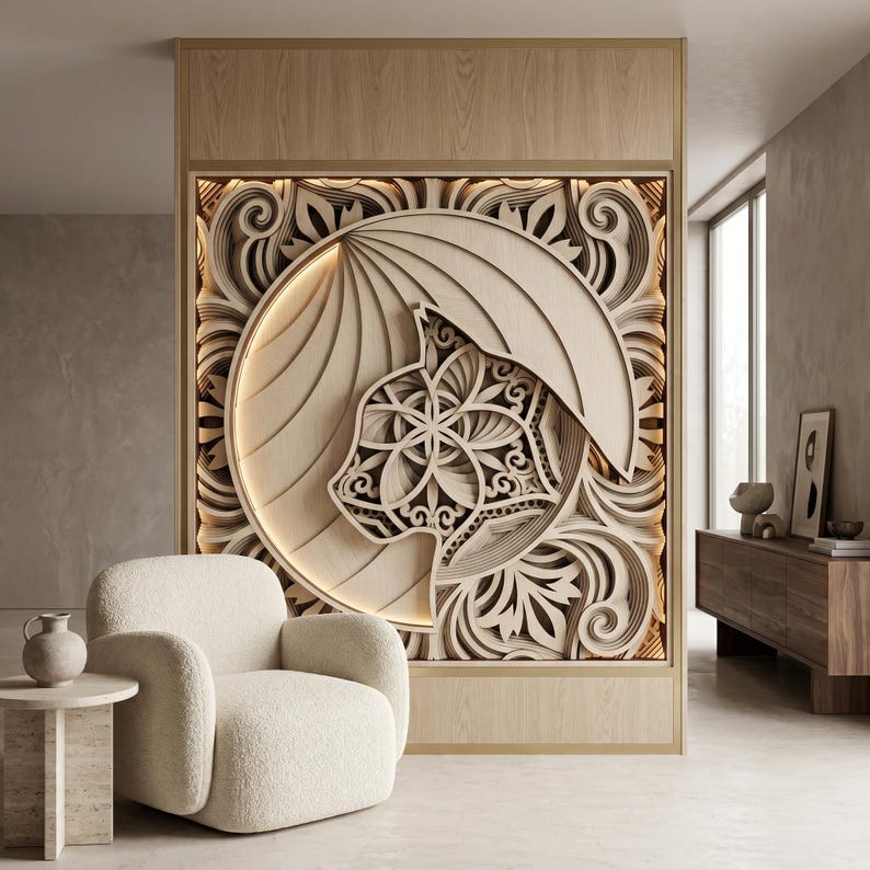 Nautilus Shell Wall Art File, 11 Layer Laser Cut Design, Multilayer Nautilus Svg Dxf, Ocean Inspired Panel, Cnc Router Template image 5