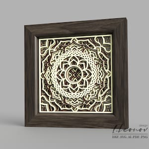 Multistrato laser taglio mandala dxf file , file Dxf per il taglio laser, Carta tagliato SVG , arredamento parete a 7 strati, file vettoriale, file SVG Laser taglio mandala