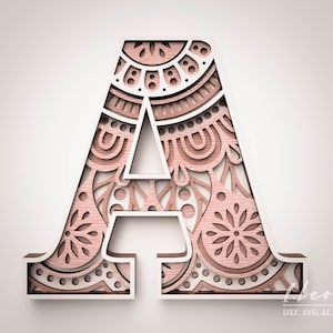 Corte láser DXF letra A DXF alfabeto letra A, letras de corte láser, alfabeto SVG para cricut, cricut, carta multicapa de arte de pared, corte de papel