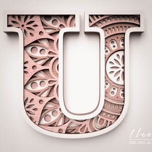 Laser Cut DXF Letter U DXF Alphabet Letter U, Laser Cut Letter, Alphabet SVG for Cricut, cricut svg, Wall art Multilayer Letter, Papercut