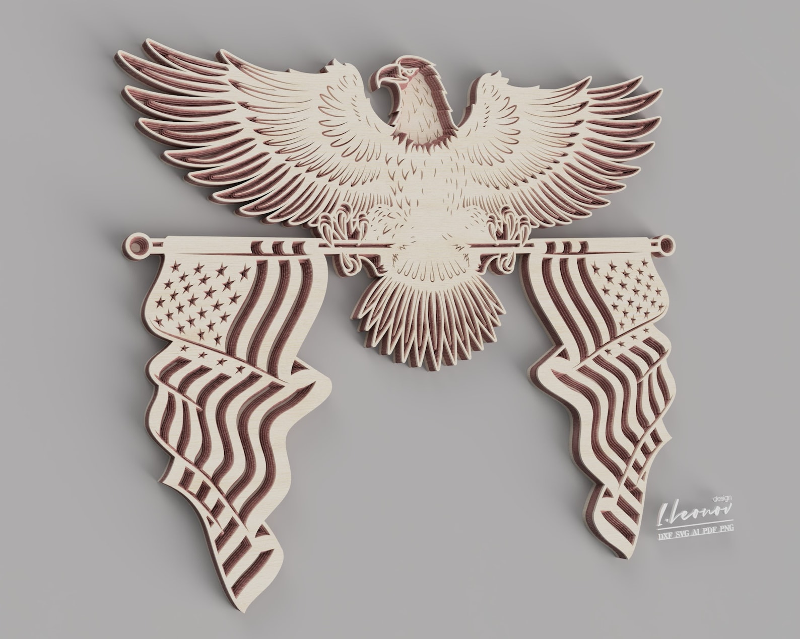 Laser Cut Wall Art, American Eagle Vector File, Multilayer Dxf File for ...