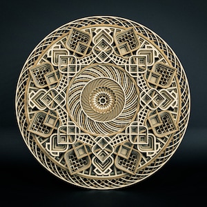 LED Mandala Laser Cut File, Multilayer Wooden Wall Art, Sacred Geometry Design, CNC Router Template, Backlit Decor image 17