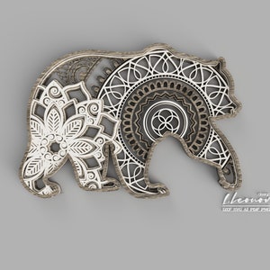Multilayer laser cut file Bear, Laser cut file, SVG Ai EPS Dxf laser cut Bear wall art, laser cut template vector file, home decoration