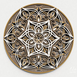 Design a taglio laser multistrato, mandala Cricut SVG, modello pdf per sega a scorrimento, file dxf tagliato al laser. file per macchine da taglio, M192
