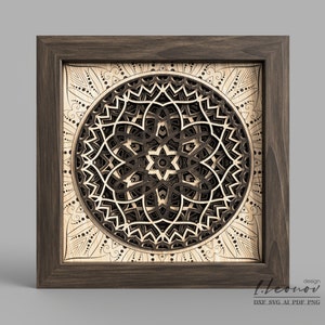 Multistrato laser taglio mandala dxf file , file Dxf per il taglio laser, Carta tagliato SVG , arredamento muro a 8 strati, file vettoriale, file SVG Laser taglio mandala