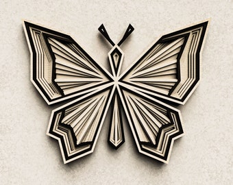 Butterfly multilayer project for laser cut. Digital layer wall decoration for laser cutters. Digital project for laser cutters B1