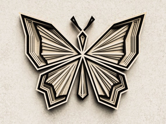 Butterfly Multilayer Project For Laser Cut. Digital Layer Wall.